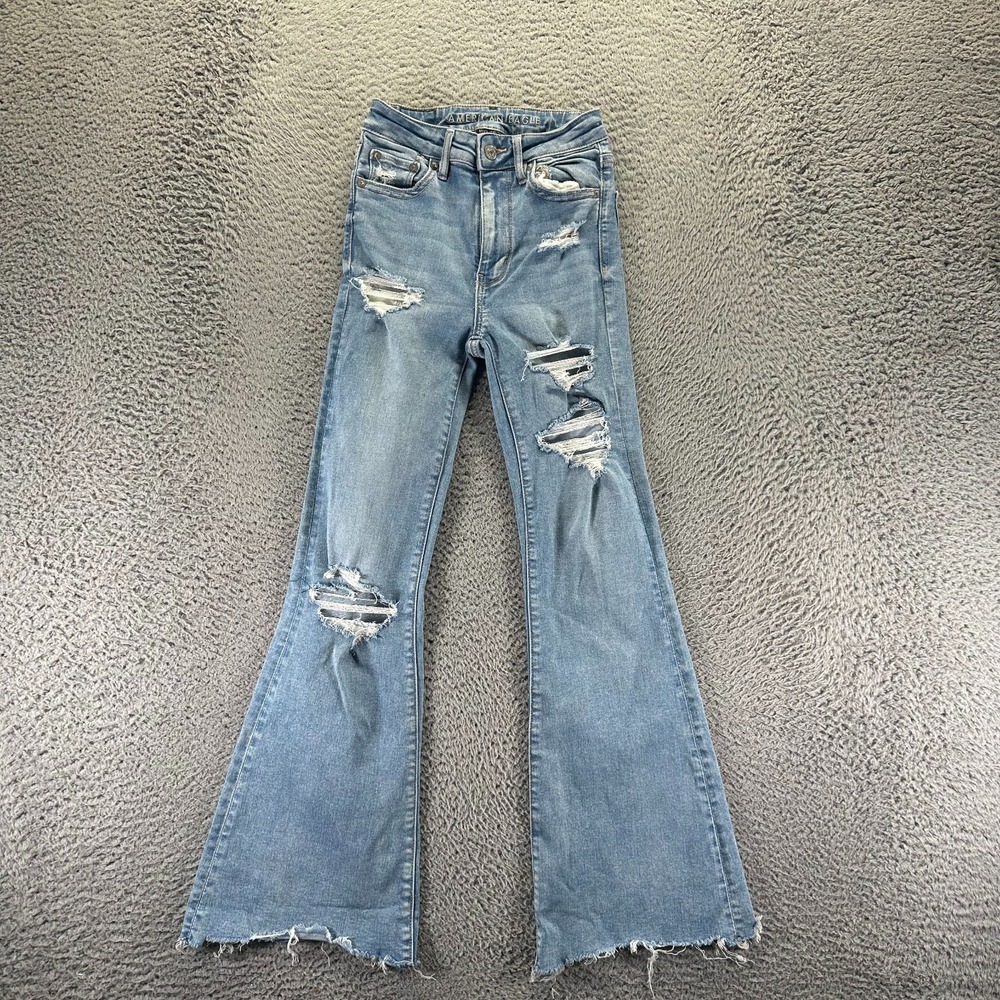 American Eagle Outfitters Next Level‎ Jeans Womens 00 Blue Denim Flared Stretch